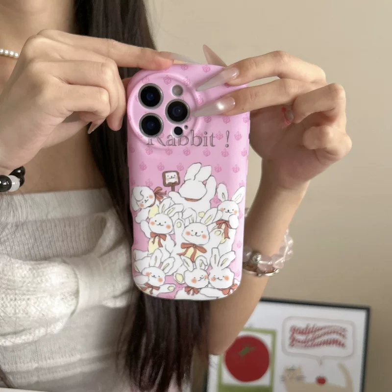 Apple, фуксия совместимый кролик, iPhone16 Pro, iPhone 15, чехол для телефона, с рисунком, iphone, 13