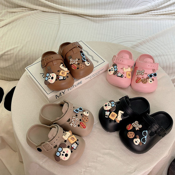 2025 New Eva Cave Girls' Baotou Slippers Wear Thick Beach New Summer Non-slip Cute Children's Sandals and Slippers