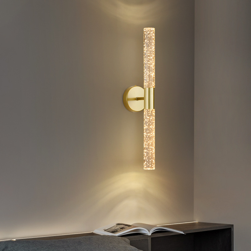 Luz de pared moderna red burbuja roja decoración de sala de estar lujoso fondo simple lámpara larga luz cabecera de cama