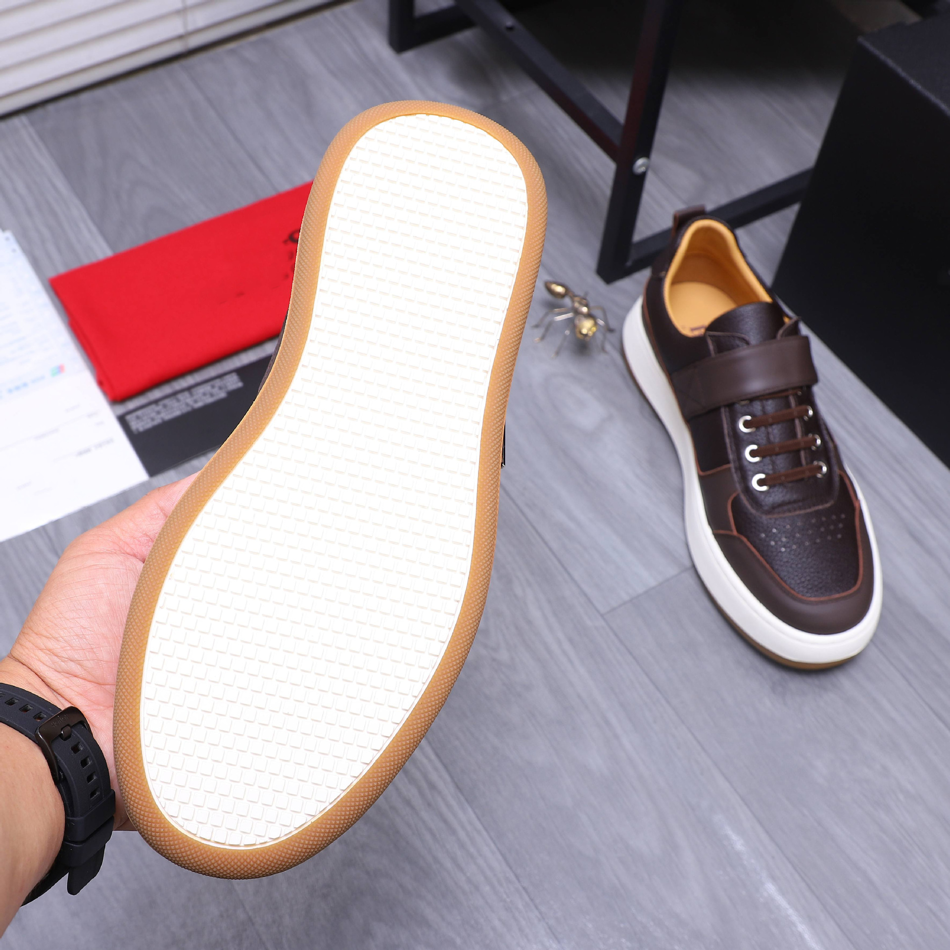 Quality Shoes High-End Trendy Versatile Fashion Men's Shoes Genuine Leather Patchwork Breathable Low-Top Comfortable Casual_vogvips.com