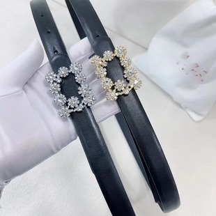 Women's Diamond Belt Leather Rhinestone Buckle Belt Decoration with Top Layer Cowhide Skirt Suit Jeans Women's Waist Seal