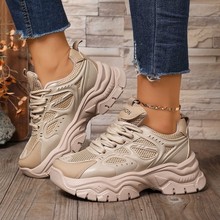 老爹鞋女2025网面透气小白鞋女式厚底增高休闲鞋外贸大码运动女鞋