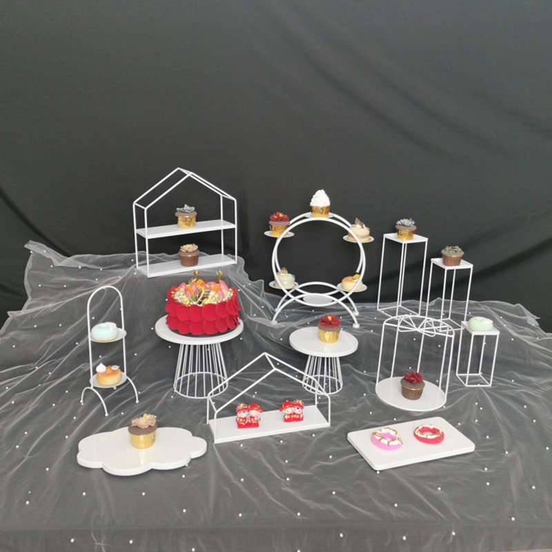 Tabla de postre europea decoración estante de exhibición bandeja de pastel estante de postre estante de té de la tarde estante de bocadillos de boda