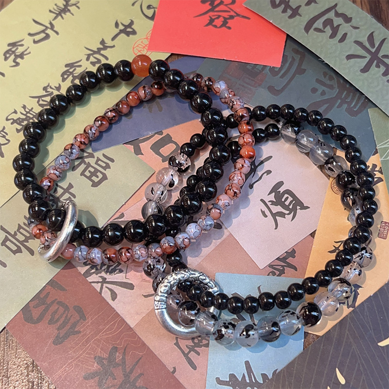 Chinese aesthetics! Guofeng Ping An Buckle Beaded Bracelet Glaze Antique Hand-made Couple Bracelet Men's Jewelry Wholesale Chinese aesthetics! Guofeng Ping An Buckle Beaded Bracelet Glaze Antique Hand-made Couple Bracelet Men's Jewelry Wholesale