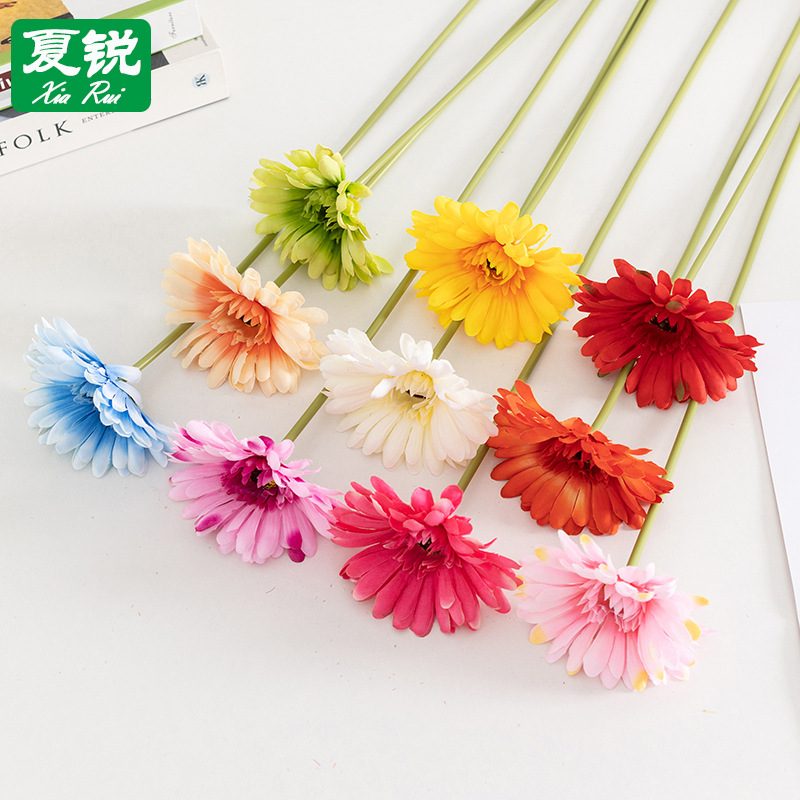 인공 꽃 거베라 가을 데이지 액세서리 실크 천 국화 수제 DIY 가정 장식 장식품 불멸의 가짜 꽃