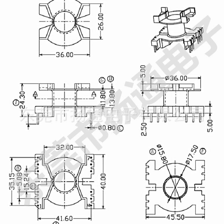 PQ4025 Каркас трансформатора PQ4025 Каркас из дерева PQ4025 Вертикальный 6 6 расширенный каркас источника питания PQ40