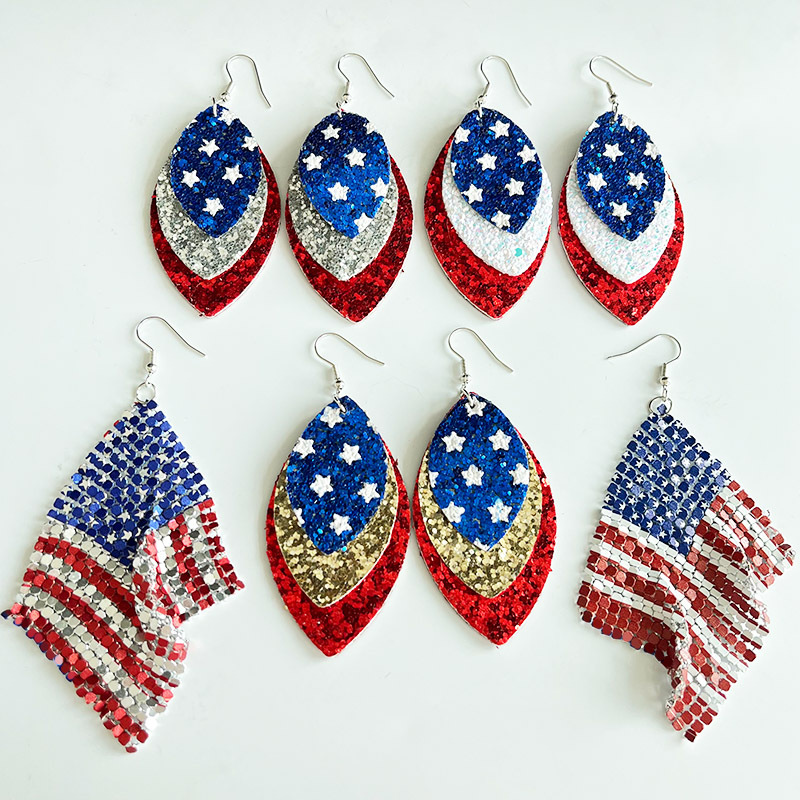 1 Pair Simple Style Classic Style Geometric Printing Pu Leather Drop Earrings display picture 2