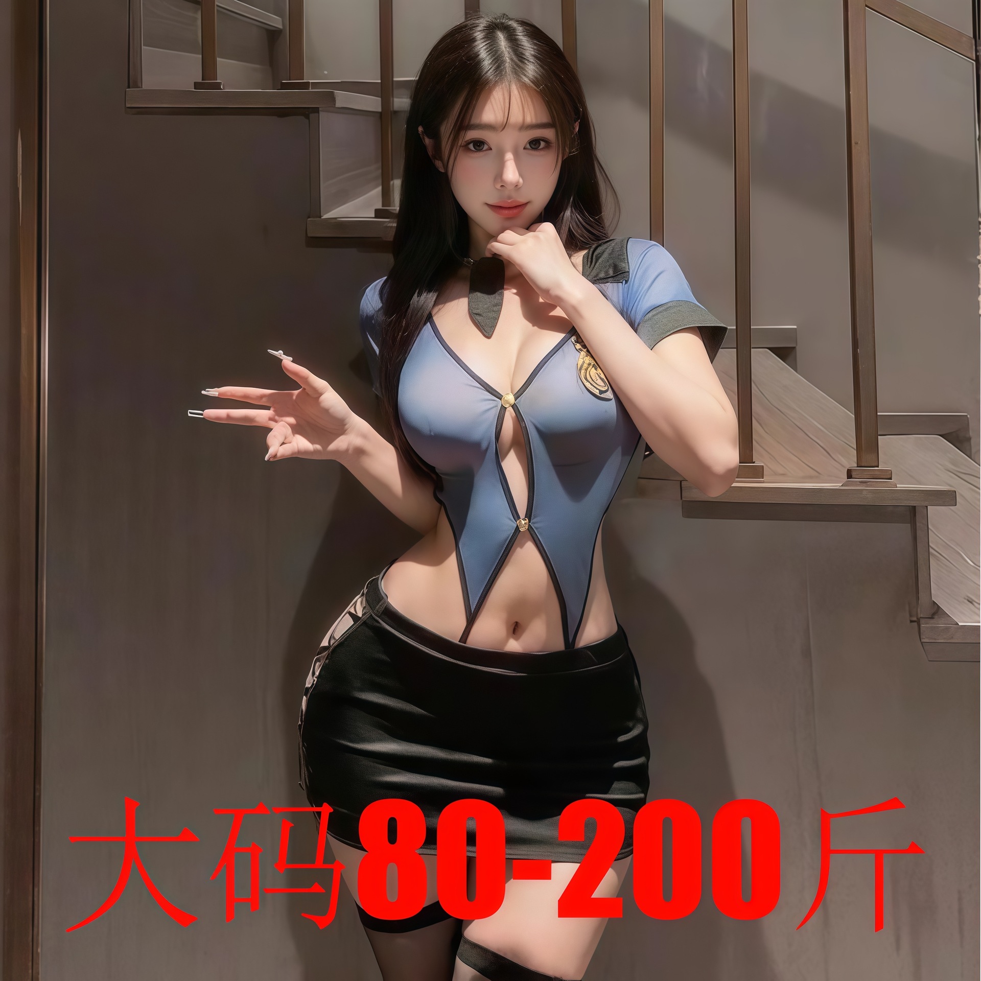 섹시한 속옷, 섹시한 교관, 여경 유니폼, 유혹적인 열정적이고 유혹적인 잠옷, 속이 빈 엉덩이를 덮는 짧은 치마 정장 170