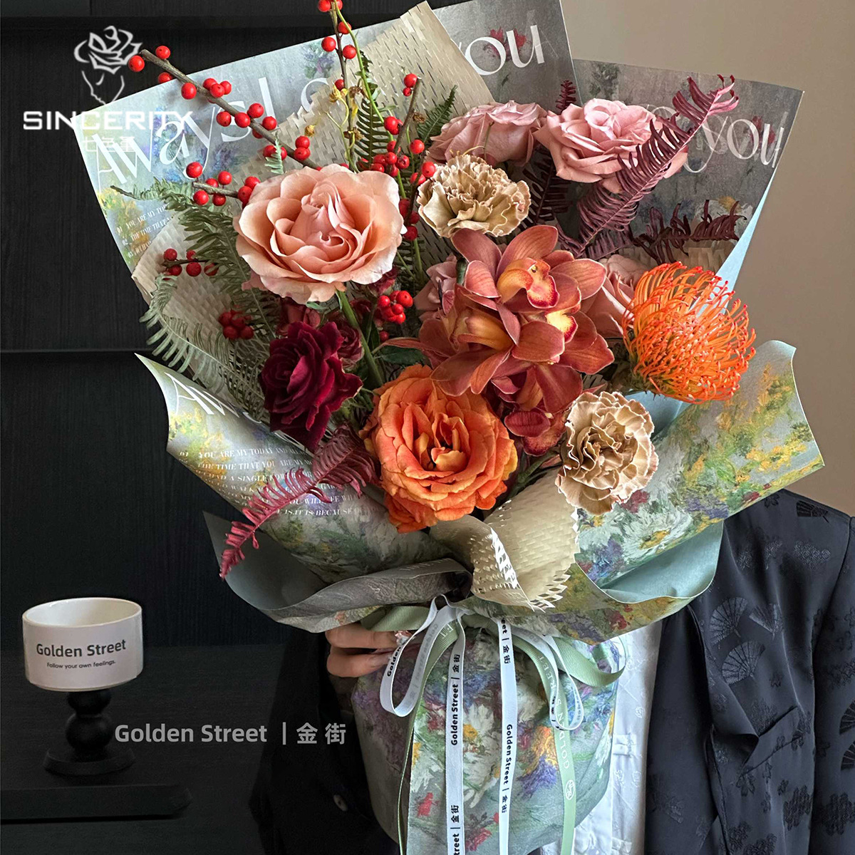Cuatro colores cordier atmósfera de pintura al óleo de estilo de papel embalaje de flores diy materiales de embalaje de flores artísticas hechas a mano
