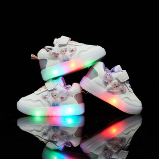2022 Spring New Leather Cartoon Little Girl Princess Light Shoes for Small and Medium-Sized Children Non-Slip Bright Bottom Fashionable Children's Shoes in Stock