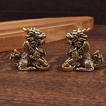 黄铜摆件金属工艺品创意摆件麒麟风生水起小摆件中式复古摆件铜器