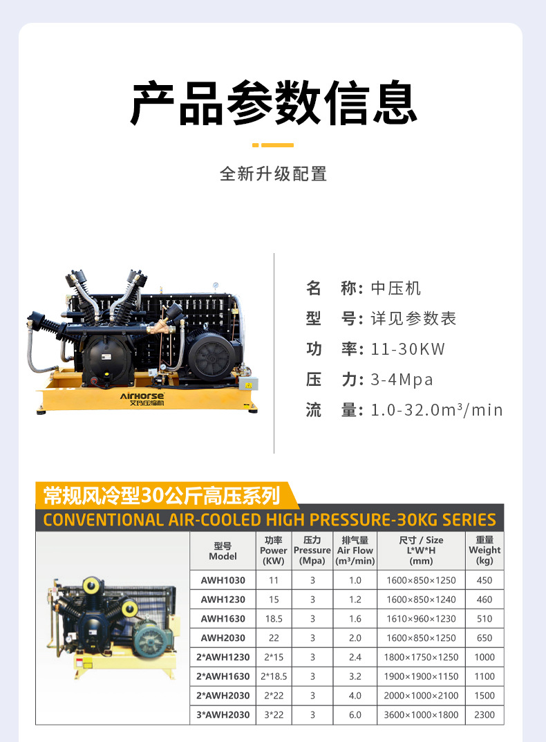 Emma medium Press air-cooled water-cooled 30-40kg bottle blowing special air compressor efficient and convenient mute