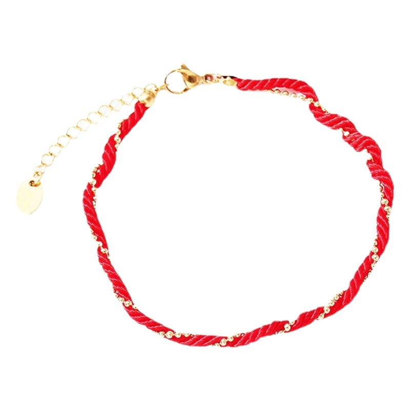 Cuerda roja tobillete temperamento femenino personalidad Anillo de pie cuerda de algodón estilo chino pie joyería