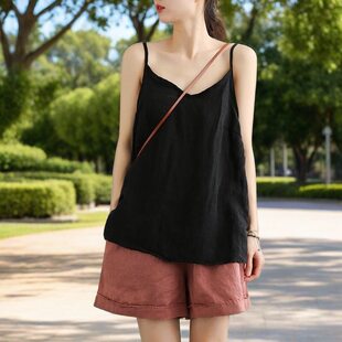 Solid color top with cups, base T-shirt, cotton and linen, lifting effect, oversize