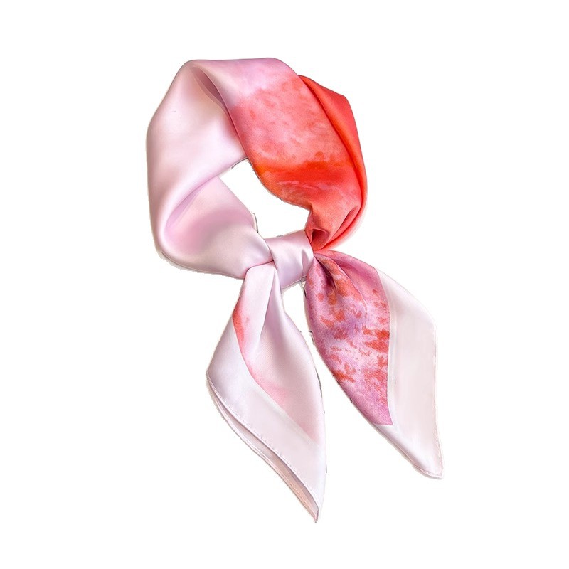 Bufanda de seda a rayas en blanco y negro para mujer primavera y otoño con una pequeña camisa cuadrada protector de cuello babero profesional bufanda de gasa fina