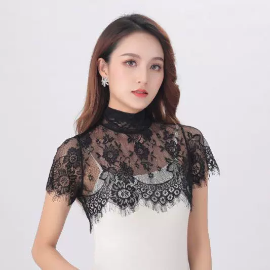 2021夏季新款蕾丝假领子女百搭薄款花边镂空短袖内搭假衣领立领