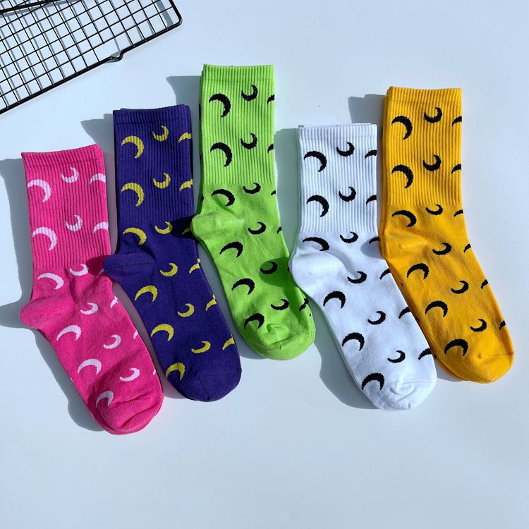 Socks men's and women's fashion brand European and American street ins Harajuku sports hip hop skateboard mid-calf white purple college style stockings