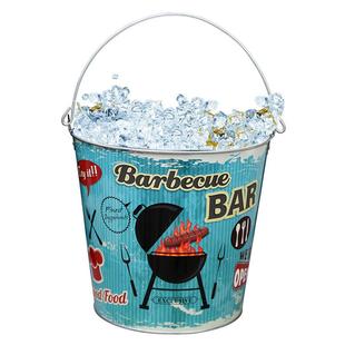 Factory Ice Bucket Galvanized Iron Printable Pattern 5 Liter Round Outdoor Printed Iron Ice Bucket Galvanized Iron Beer Ice Bucket