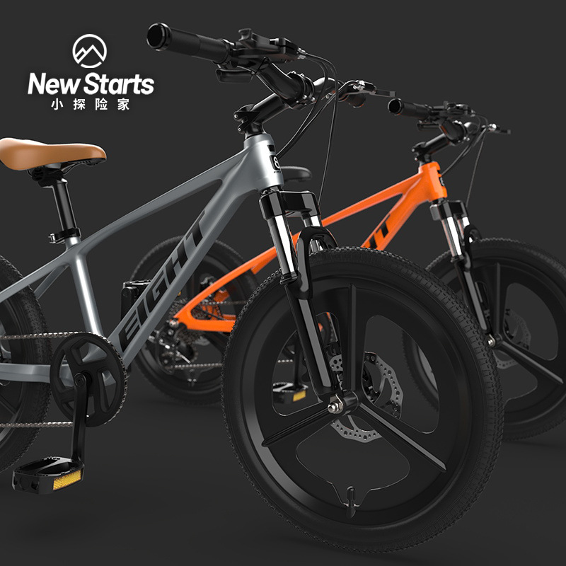 Pequeño explorador de 20 pulgadas bicicleta de aleación de magnesio delantera y trasera bicicletas de doble cilindro para niños estudiantes de secundaria 7 velocidades ruedas integradas