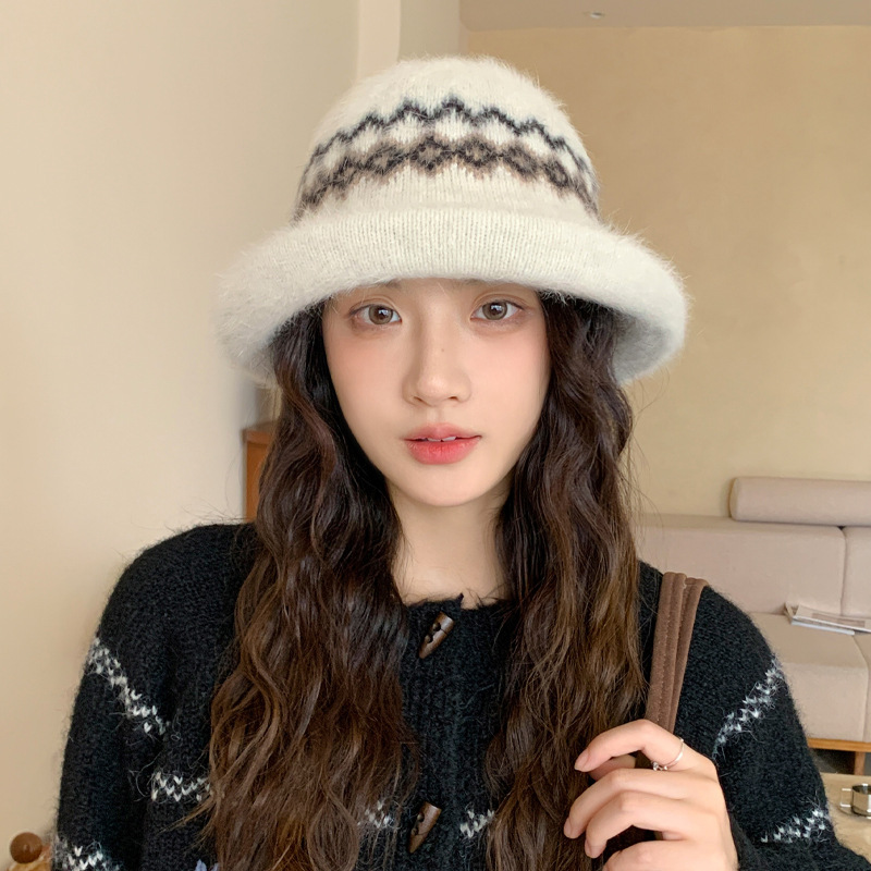 秋冬季防寒保暖渔夫帽甜美时尚百搭盆帽卷边护耳防风加厚帽子女款|undefined