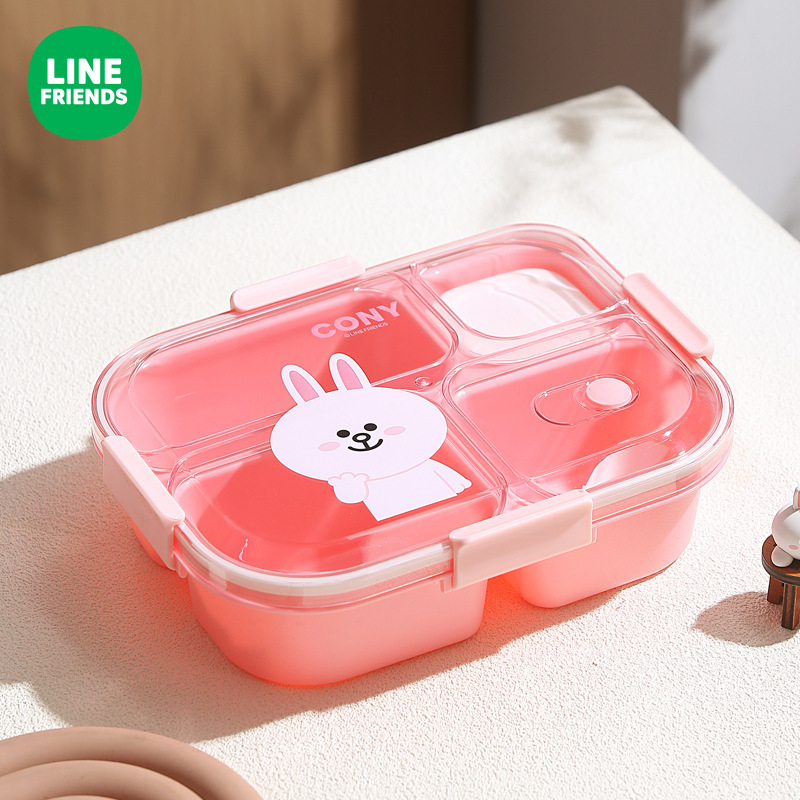 Caja de almuerzo de microondas de dibujos animados de oso marrón de tres cuadrículas de oficina para adultos caja de almuerzo de estudiantes de oficina caja de almuerzo portátil