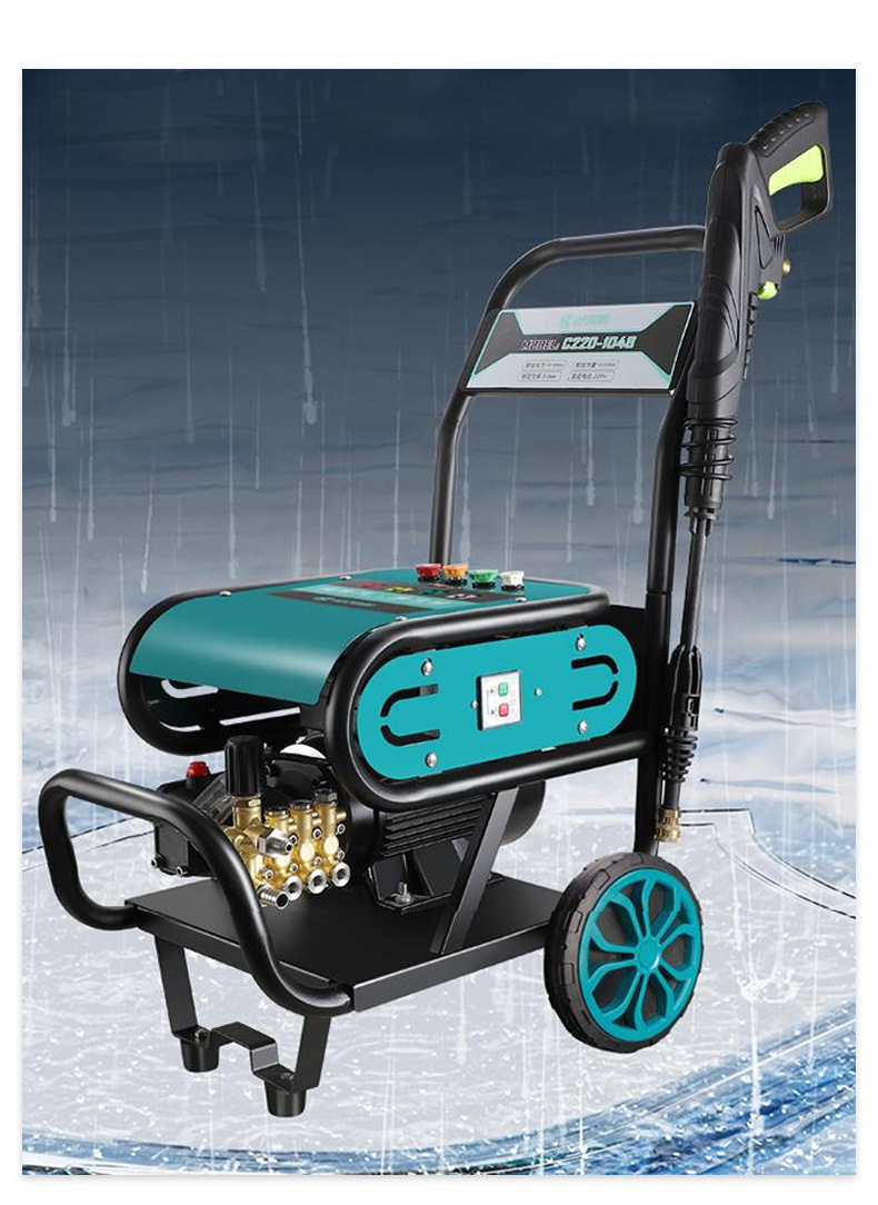 Household and Commercial High-Pressure Car Washing Machine, Car Wash Shop Industrial-Grade High-Power Cleaning Machine, Hand-Push Powerful Floor Scrubber