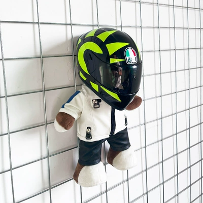 Motosiklet dəbilqələri: Agv Motorcycle Gift Racing - height-28cm-bright-yellow-white-bear-agv-sun-and-moon-helmet-upgraded-tail-fin