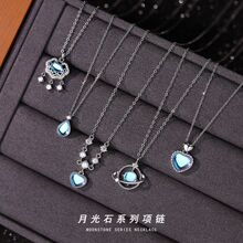云小舒s925纯银月光石项链女气质森系小众轻奢设计感夏季锁骨链