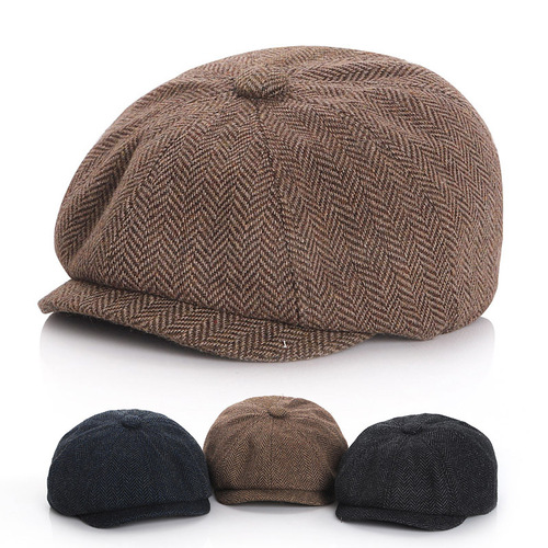 Autumn/Winter Children's Beret Hat, Parent-Child Adult Duck Bill Hat, Baby Octagonal Newsboy Hat, Unisex Forward Hat