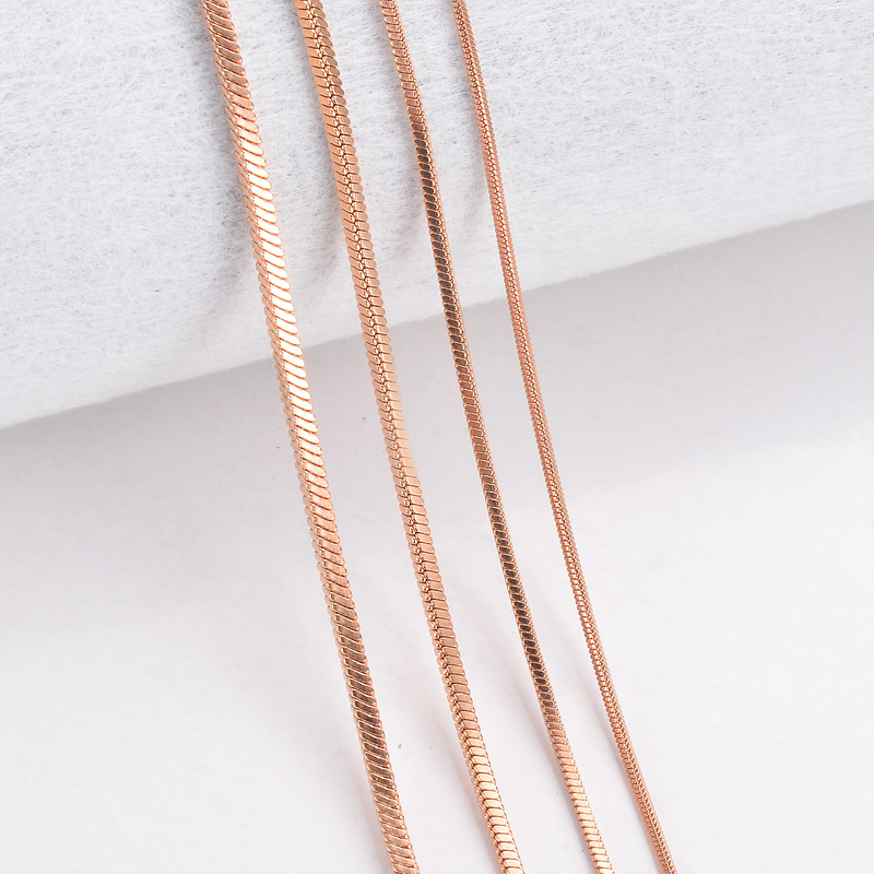 Cross-Border Titanium Steel Square Snake Chain Electroplated Rose Gold Accessory Necklace Stainless Steel Sweater Chain Collarbone Chain Snake Bone Chain Cross-Border Titanium Steel Square Snake Chain Electroplated Rose Gold Accessory Necklace Stainless Steel Sweater Chain Collarbone Chain Snake Bone Chain