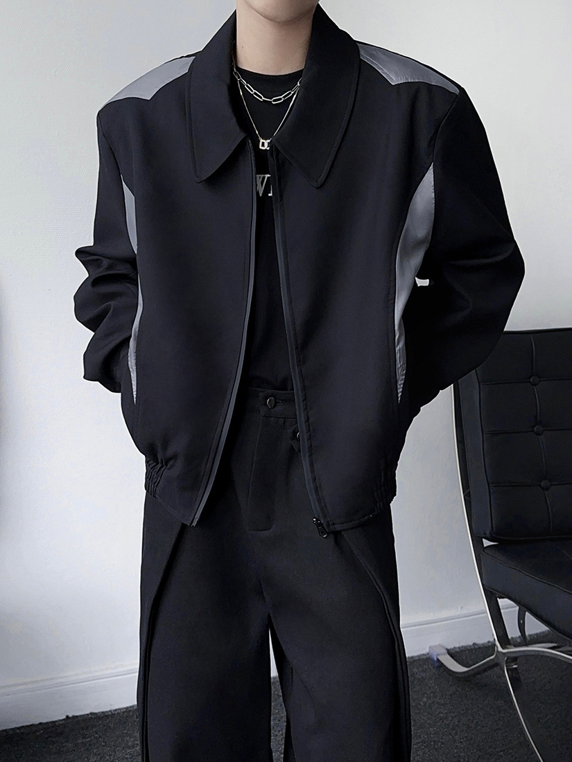 Men's Casual Jacket Lapel Long Sleeved Loose Rugged Style_voghion.com
