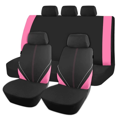 Style Patchwork Contrasting Color: Universal seat cover - pink-9-piece-set