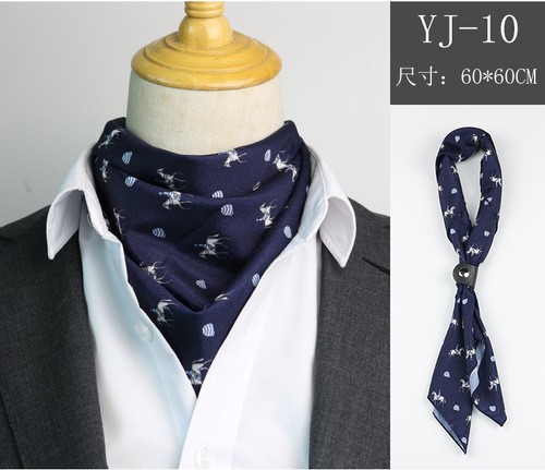 Men's Spring and Summer Square Scarf Retro Print Suit Silk Scarf for Women, Hair Tie Head Scarf, Small Bandana Korean Version Japanese Style Thin Neck Scarf