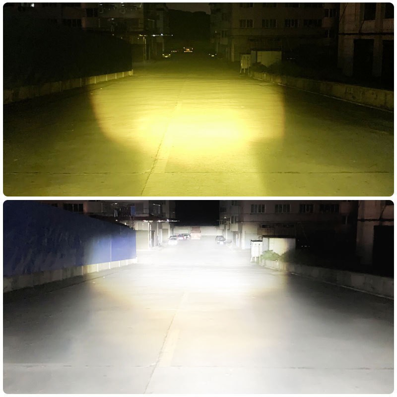 New cross-border in-stock LED motorcycle headlight H4 BA20D P15D dual-color white and yellow ultra-bright front headlight lens