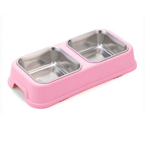 Factory direct sales pet bowl double bowl two-in-one feeding and drinking dog bowl cat bowl stainless steel dog bowl