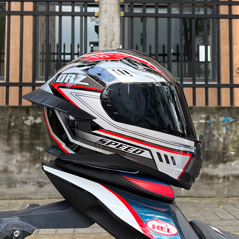 Casco de Motocicleta Certificado ORZ3c para Hombre y Mujer, Casco Integral de Doble Lente, Alerón Trasero Personalizado de Verano, Estilo Semi-Integral con Bluetooth