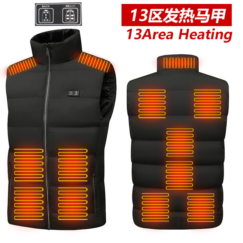 Cross-border heating vest zone 13 2-control intelligent heating vest electric heating suit constant temperature whole body electric heating vest