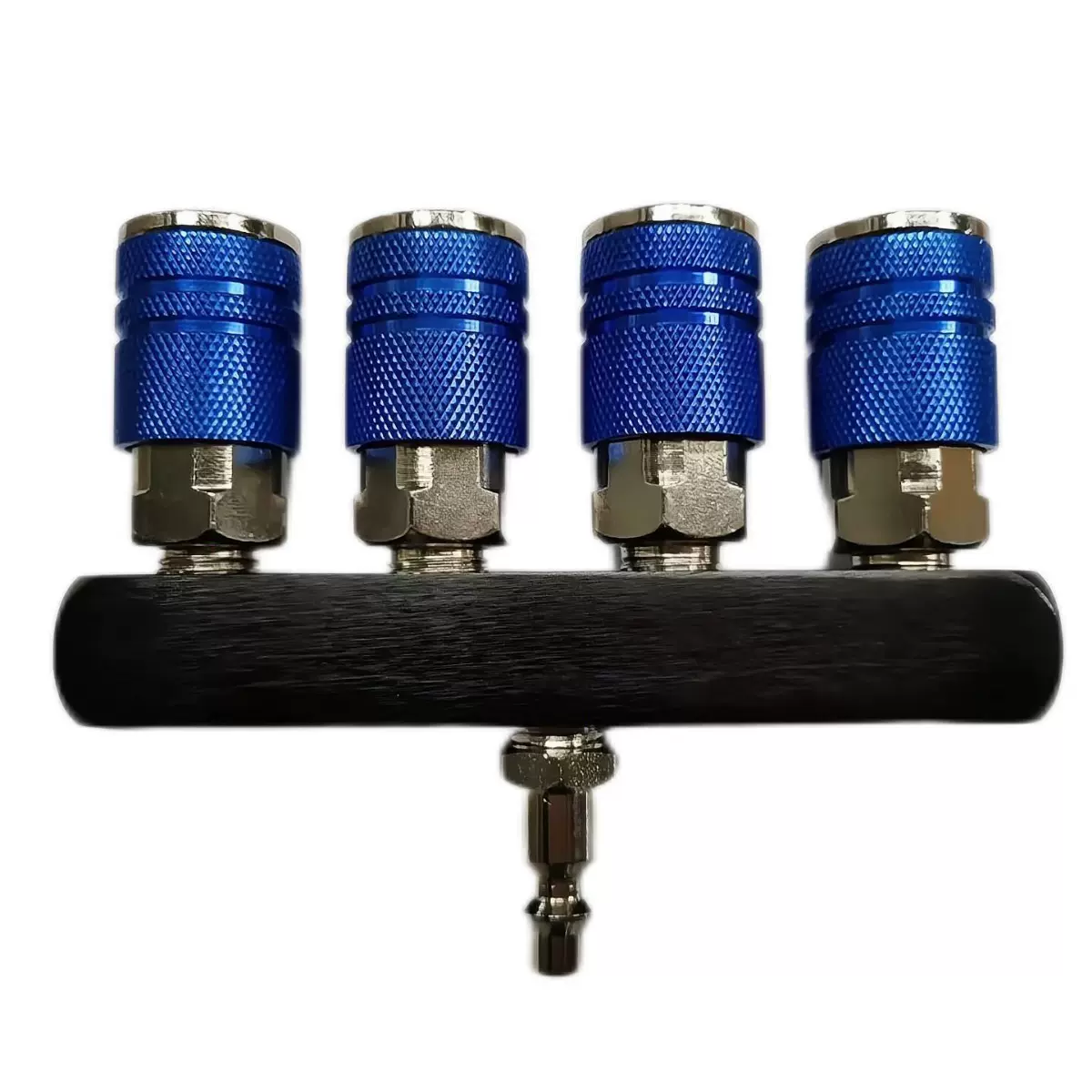 工厂直销1/4NPT红色蓝色铝座美式四通接头铝直排四通