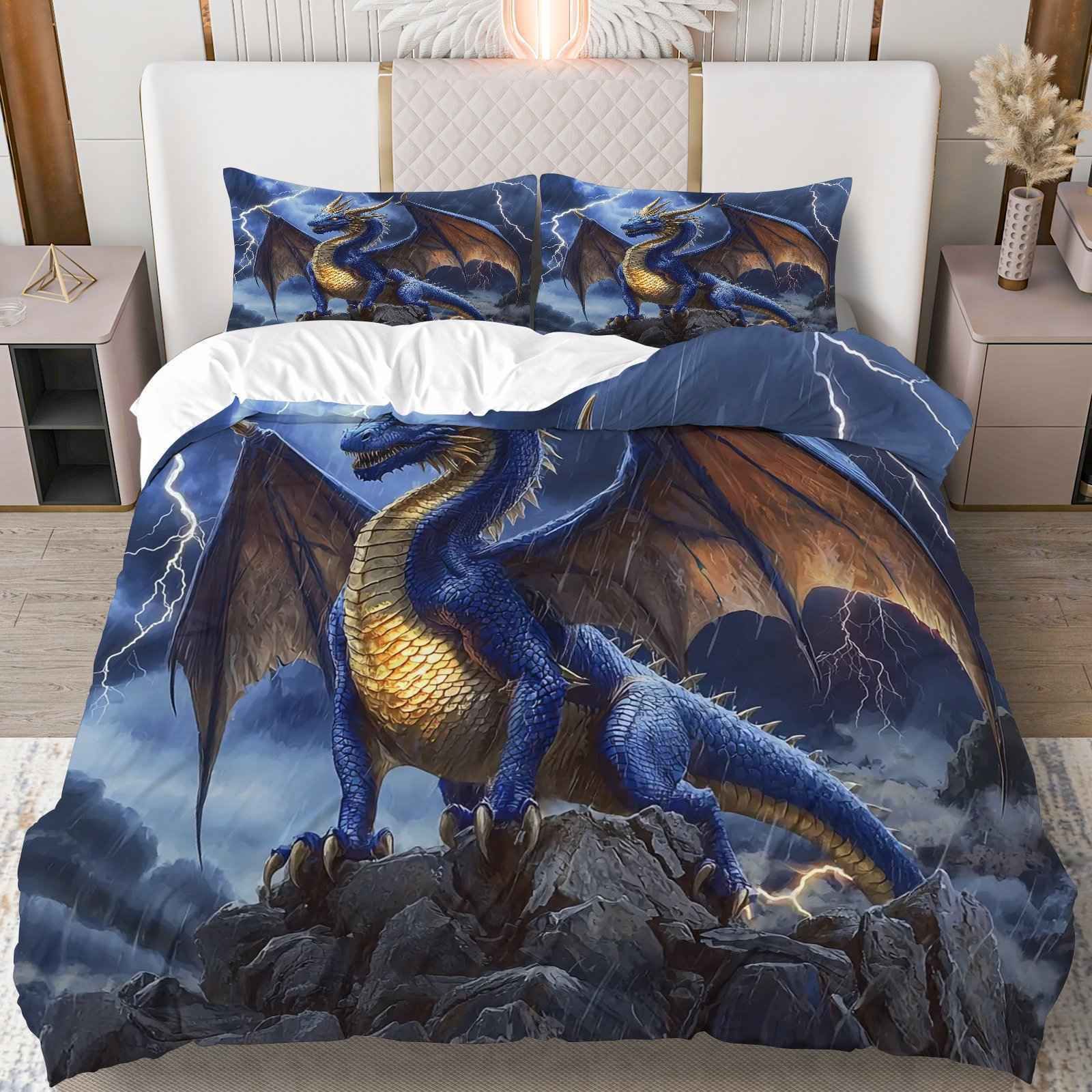 Transfronterizo para textiles domésticos abrasivos de impresión digital colorido dragón quilt kit fuente de fábrica TEMU / JIT