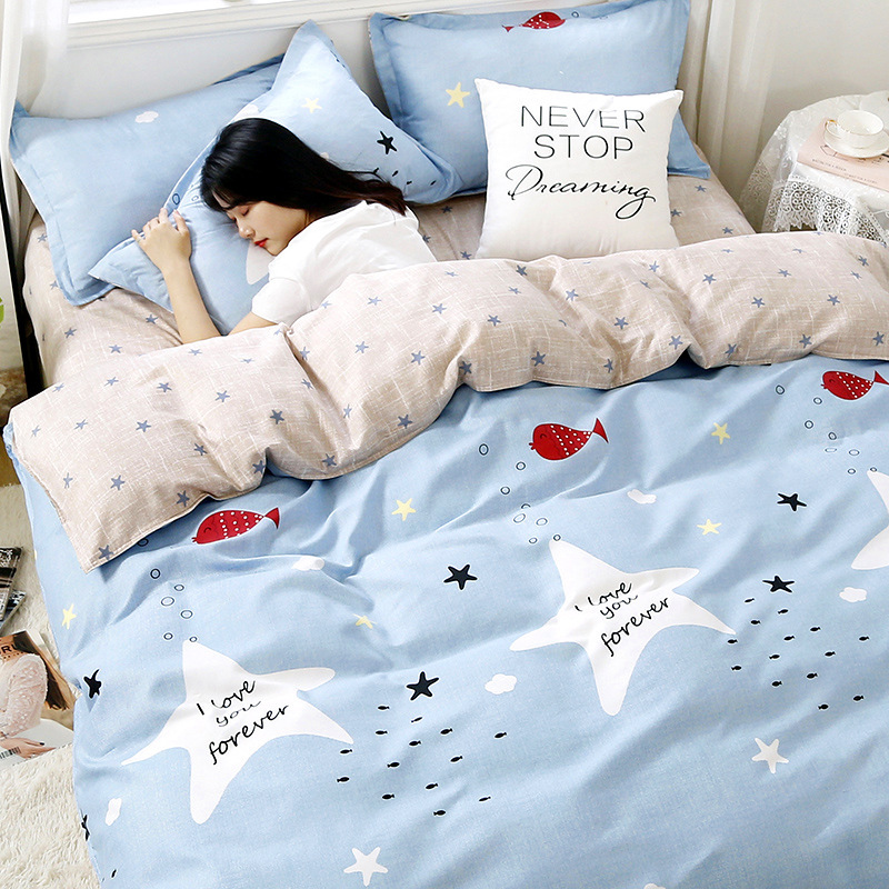 Juego de ropa de cama de algodón cepillado al por mayor para estudiantes, juego de cuatro piezas, funda de edredón de algodón con aloe vera, funda de edredón individual para dormitorio, juego de tres piezas. image 15