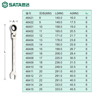 Sata/Shida 14mm Quick-Release Ratchet Wrench Tool Quick-Release Auto Repair Wrench 46405