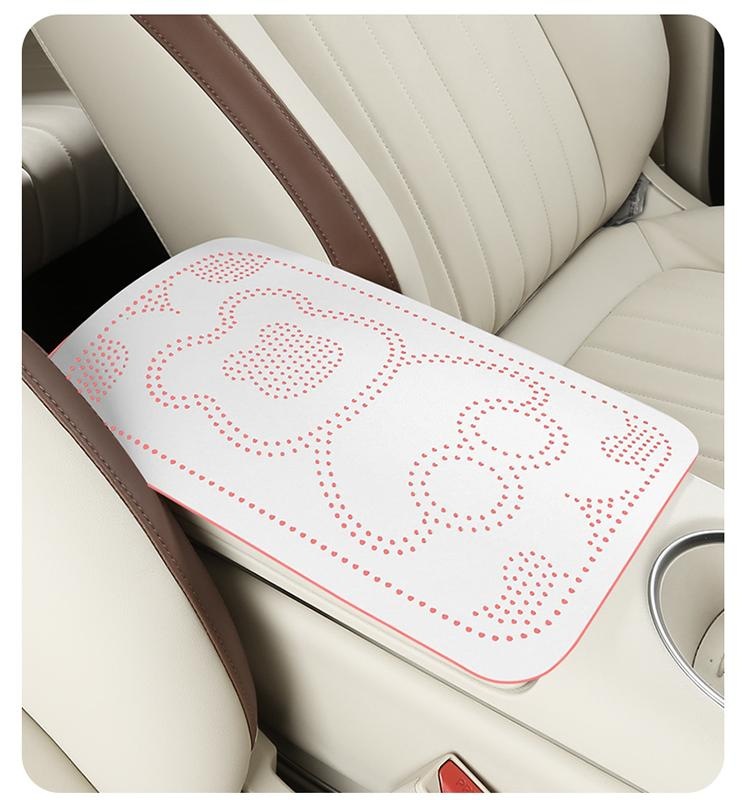 2026 New Cartoon Cola Bear Jelly Leather Car Armrest Box Mat Yellow and Black Armrest Box Mat