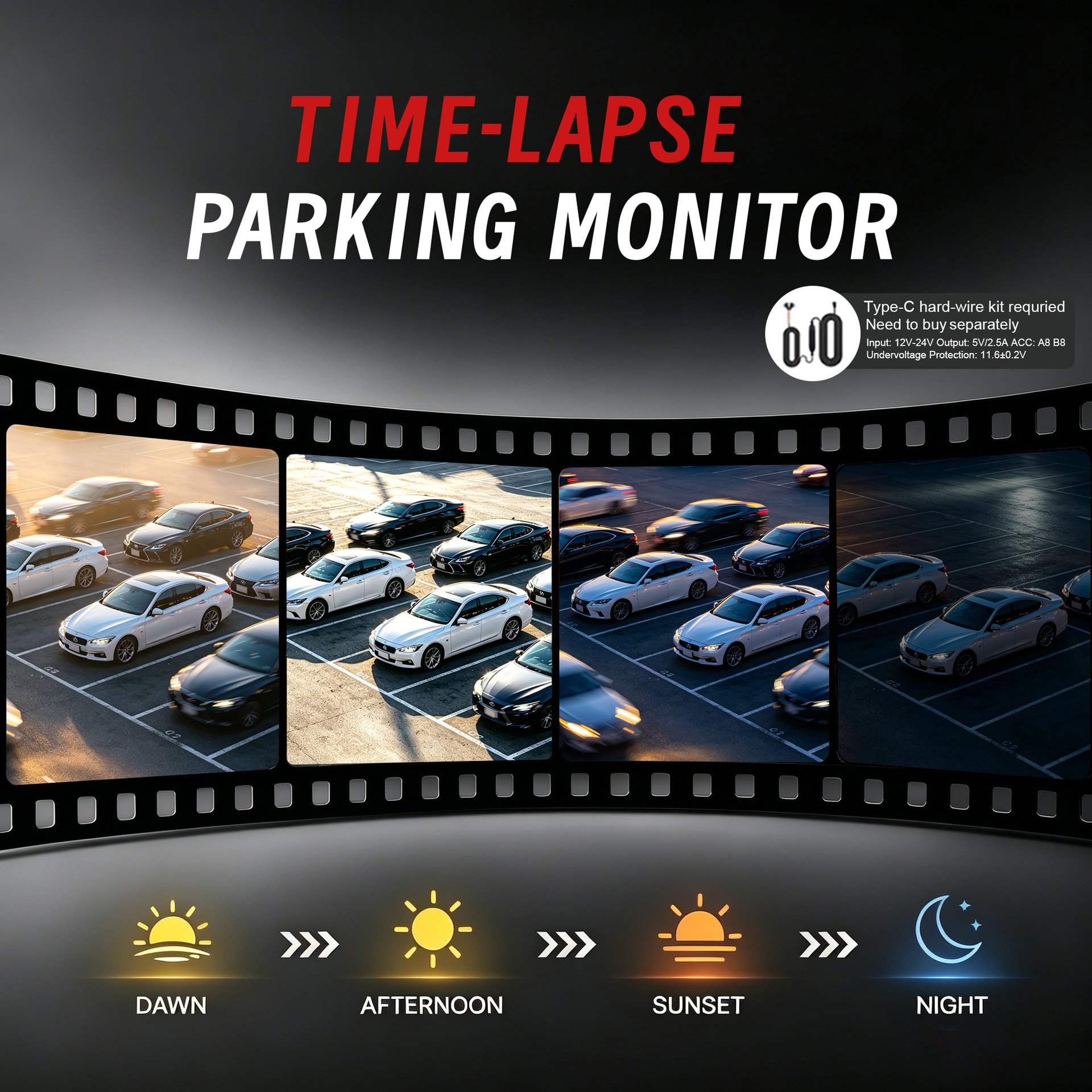 Cross-border car dashcam with high-definition 4K, 200-degree fisheye lens, front and rear triple recording dashcam