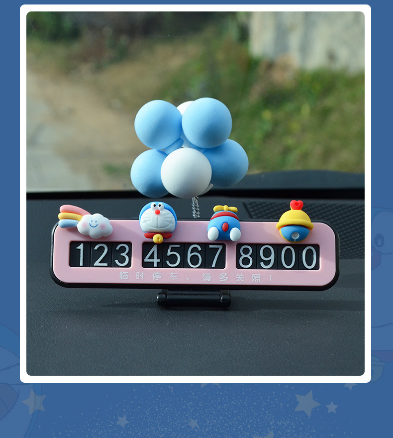 Doraemon car parking number plate cartoon temporary parking card car interior accessory car decoration temporary parking sign