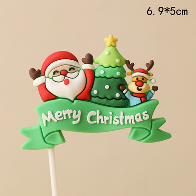 2024 decoración de pastel de Navidad árbol de Navidad anillo de césped pegamento suave Santa Claus decoración de copo de nieve plug-in de Navidad