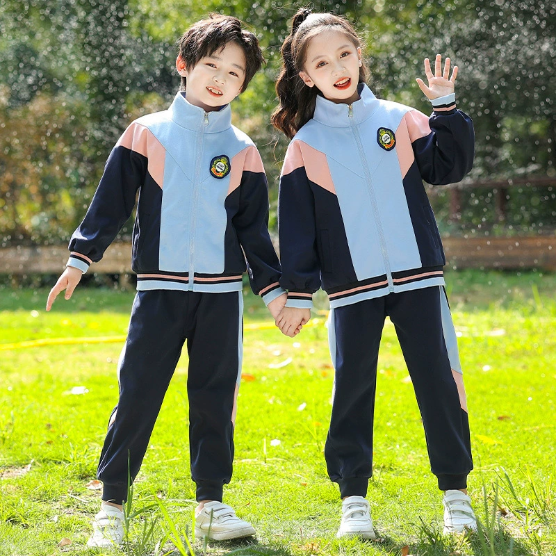 Uniform for kindergarten for elementary school students, children's autumn sports blue set, wholesale