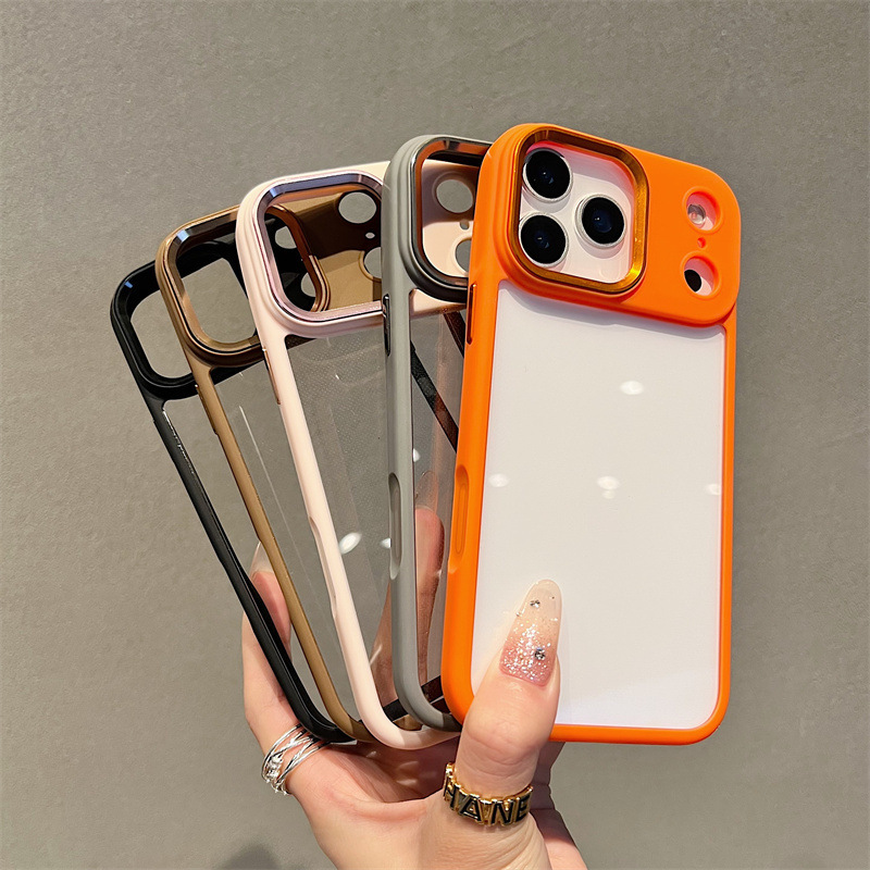 Casual Transparent Metal Lens Frame 17Promax Mobile Phone Case Suitable for Apple 16Promax/15Pro1413