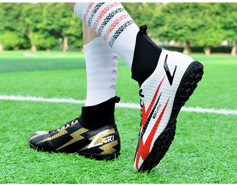 High-Top-Fußballschuhe, fliegende gewebte Socken, Überschuhe, Jungen Mädchen, gebrochener TF-Kunstrasen, AG-Nägel, Wettkampf und_voghion.com