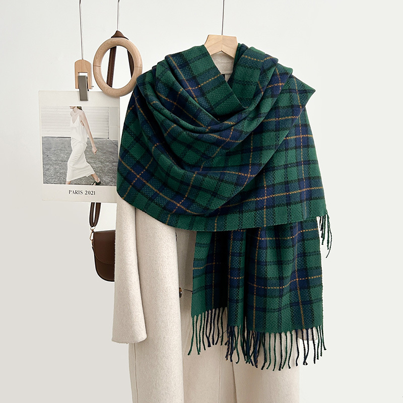 Otoño y invierno de alta calidad moda bufandas de tela de tela de tela coreana temperamento dulce y elegante imitación de cachemir calentamiento veloz chal image 4