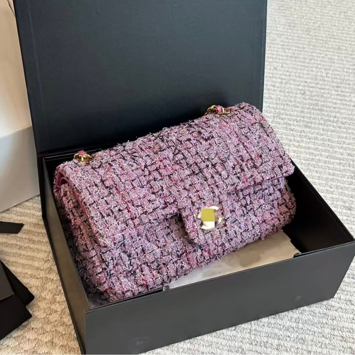 Autumn and Winter New Woolen Cf Chain Flap Crossbody Shoulder Phone Bag High-End Original Women's Bag Cross-Border
